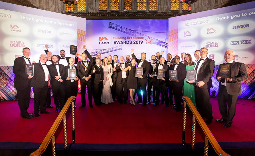 Winners on stage at the London Building Excellence Awards 2019