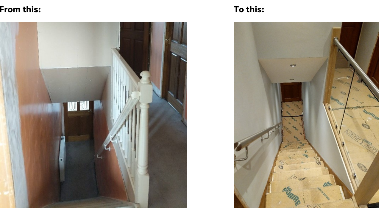 Handrail before and after -canva