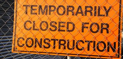 Closed for construction sign - construction site death